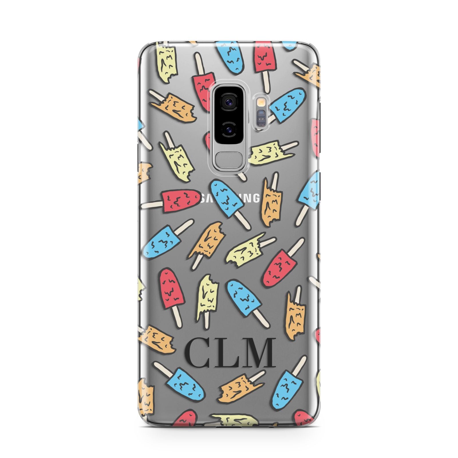 Personalised Ice Lolly Initials Samsung Galaxy S9 Plus Case on Silver phone