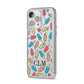 Personalised Ice Lolly Initials iPhone 14 Pro Max Clear Tough Case Silver Angled Image
