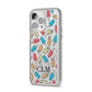 Personalised Ice Lolly Initials iPhone 14 Pro Max Glitter Tough Case Silver Angled Image