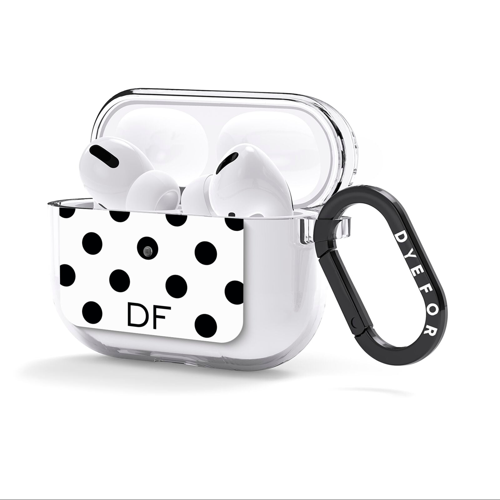 Personalised Initial Black Dots AirPods Clear Case 3rd Gen Side Image