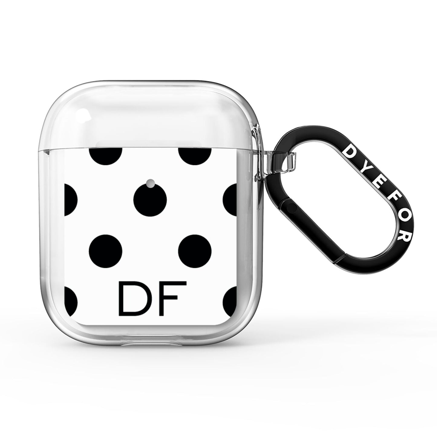Personalised Initial Black Dots AirPods Clear Case
