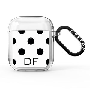 Personalised Initial Black Dots AirPods Case