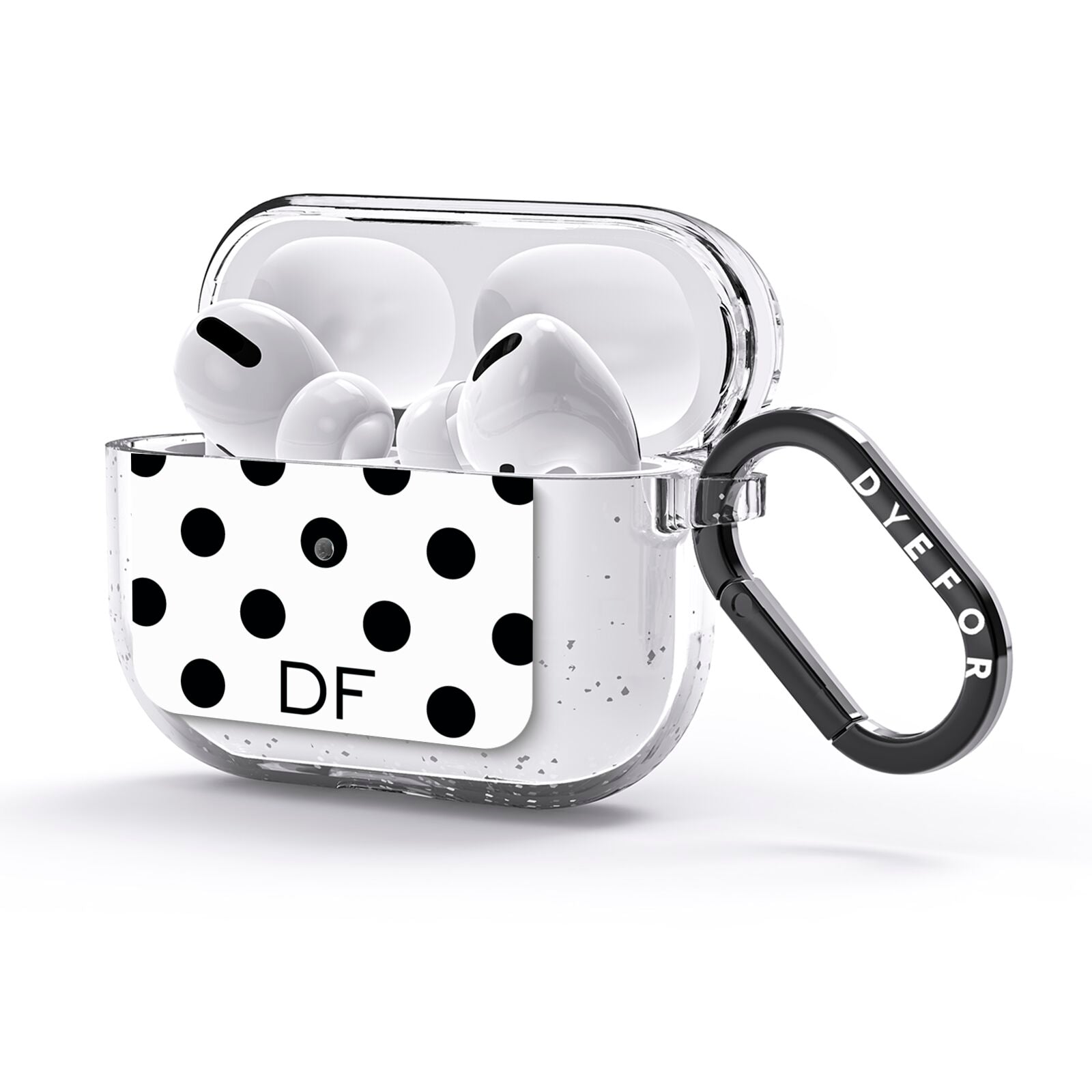 Personalised Initial Black Dots AirPods Glitter Case 3rd Gen Side Image