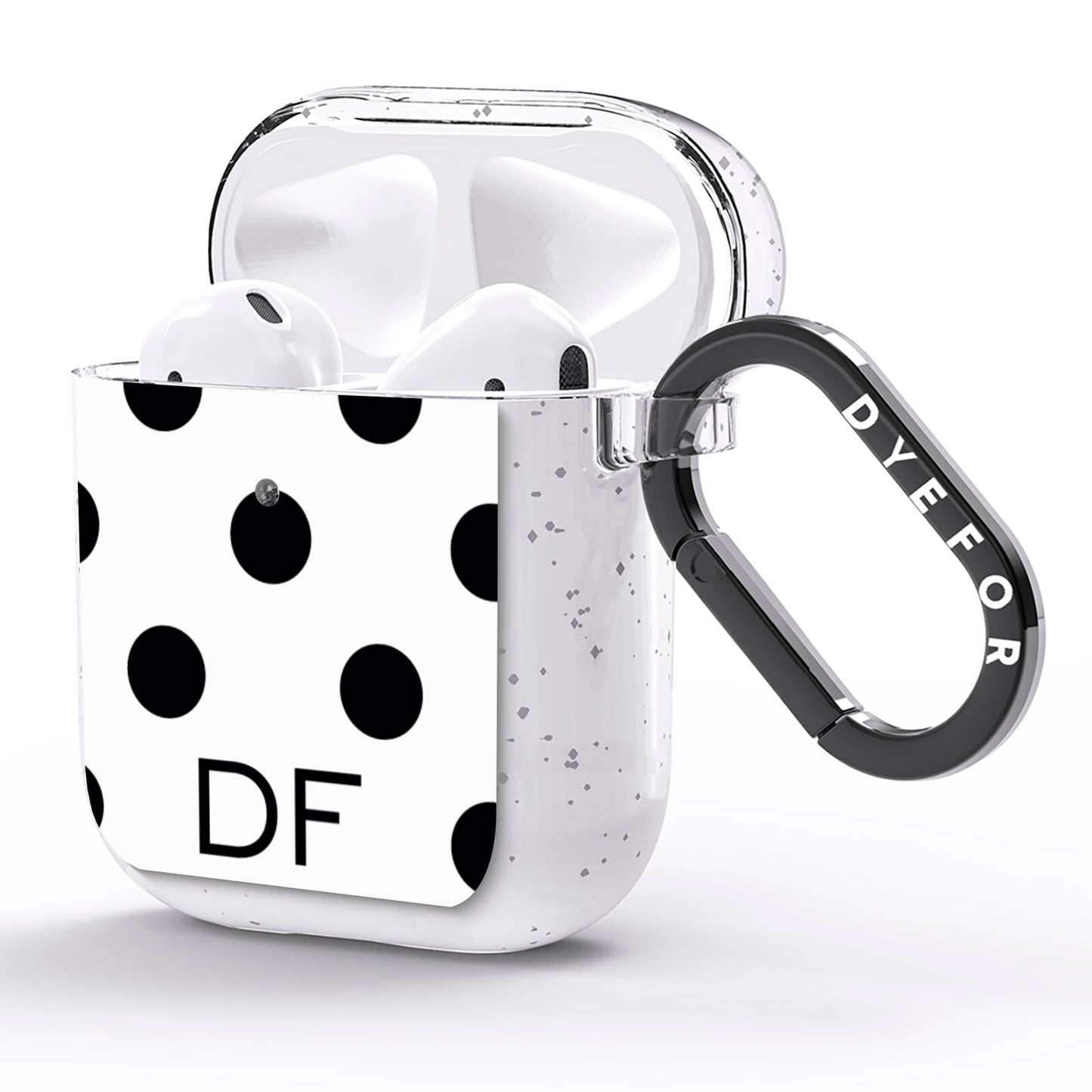 Personalised Initial Black Dots AirPods Glitter Case Side Image