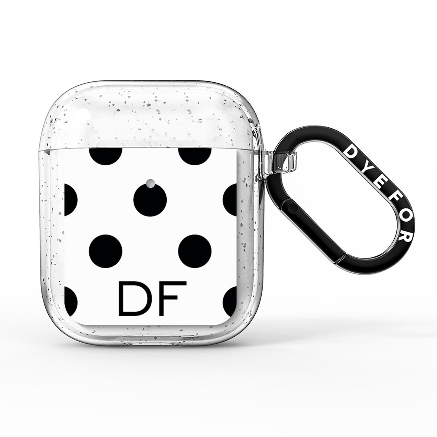 Personalised Initial Black Dots AirPods Glitter Case