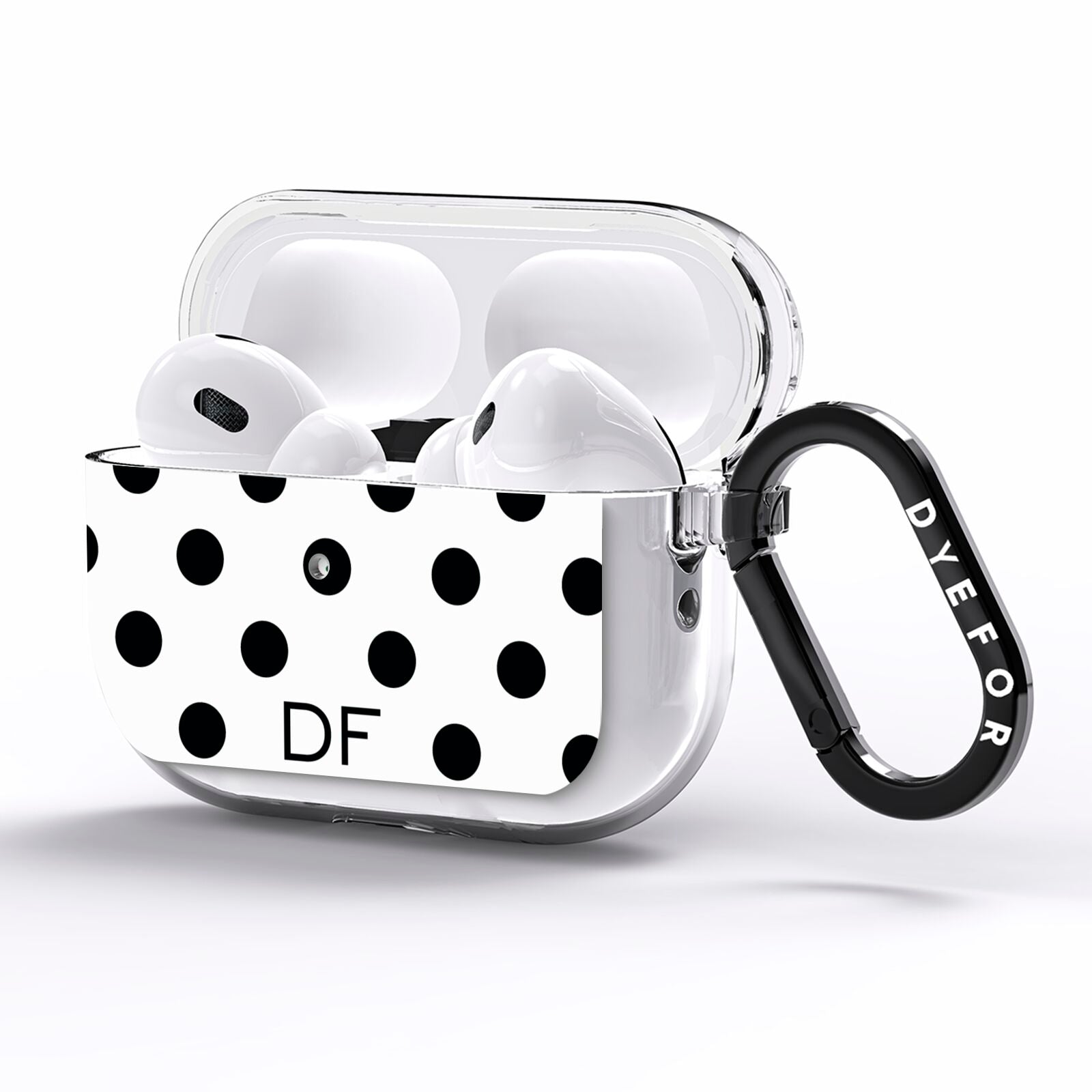 Personalised Initial Black Dots AirPods Pro Clear Case Side Image