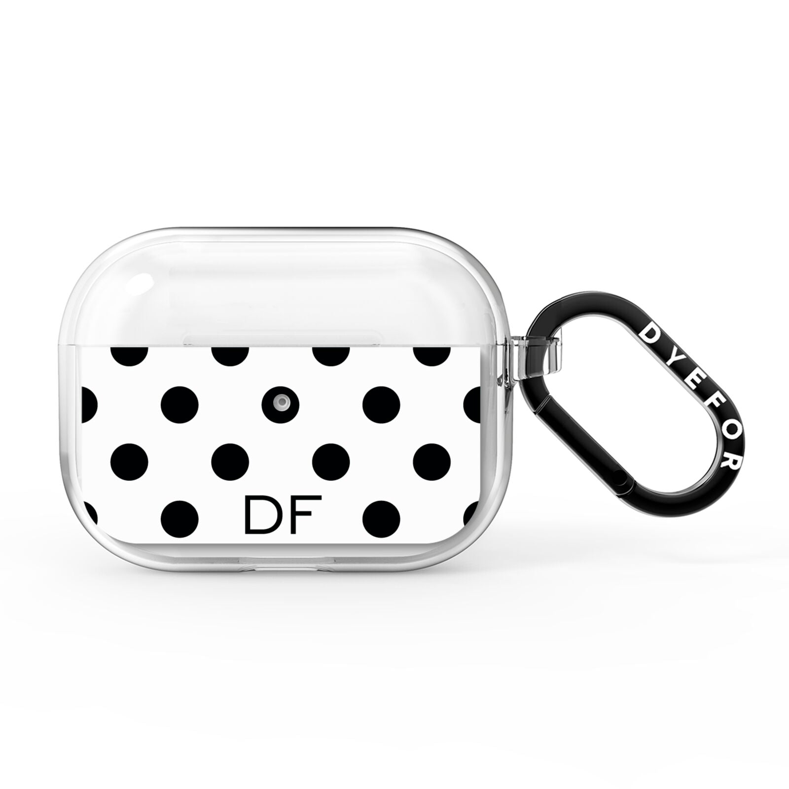 Personalised Initial Black Dots AirPods Pro Clear Case