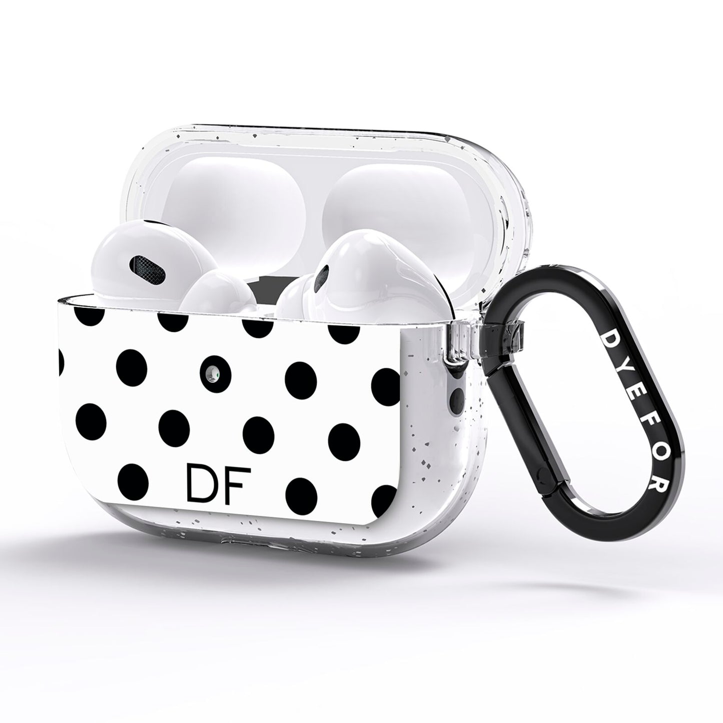 Personalised Initial Black Dots AirPods Pro Glitter Case Side Image