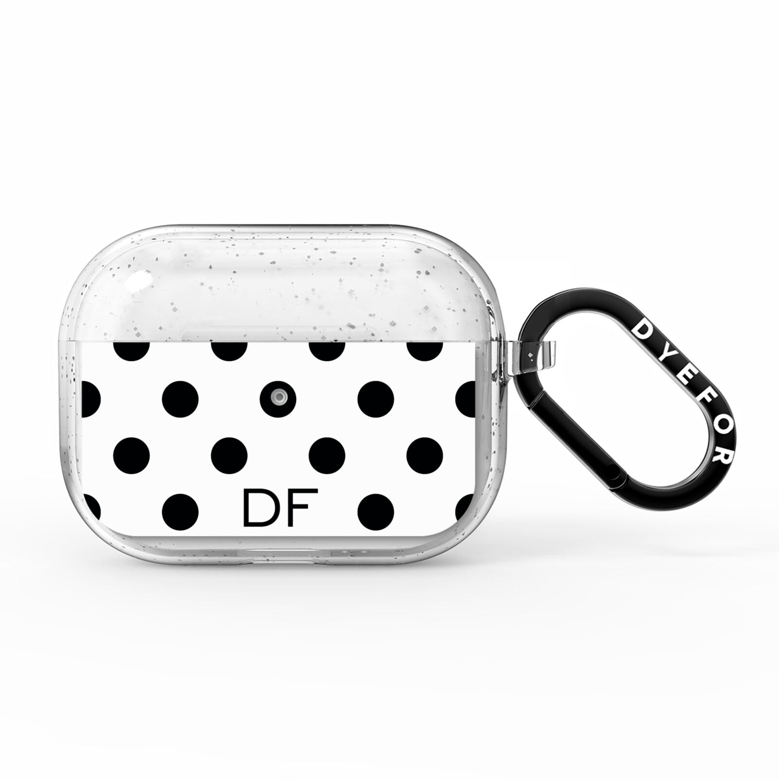 Personalised Initial Black Dots AirPods Pro Glitter Case