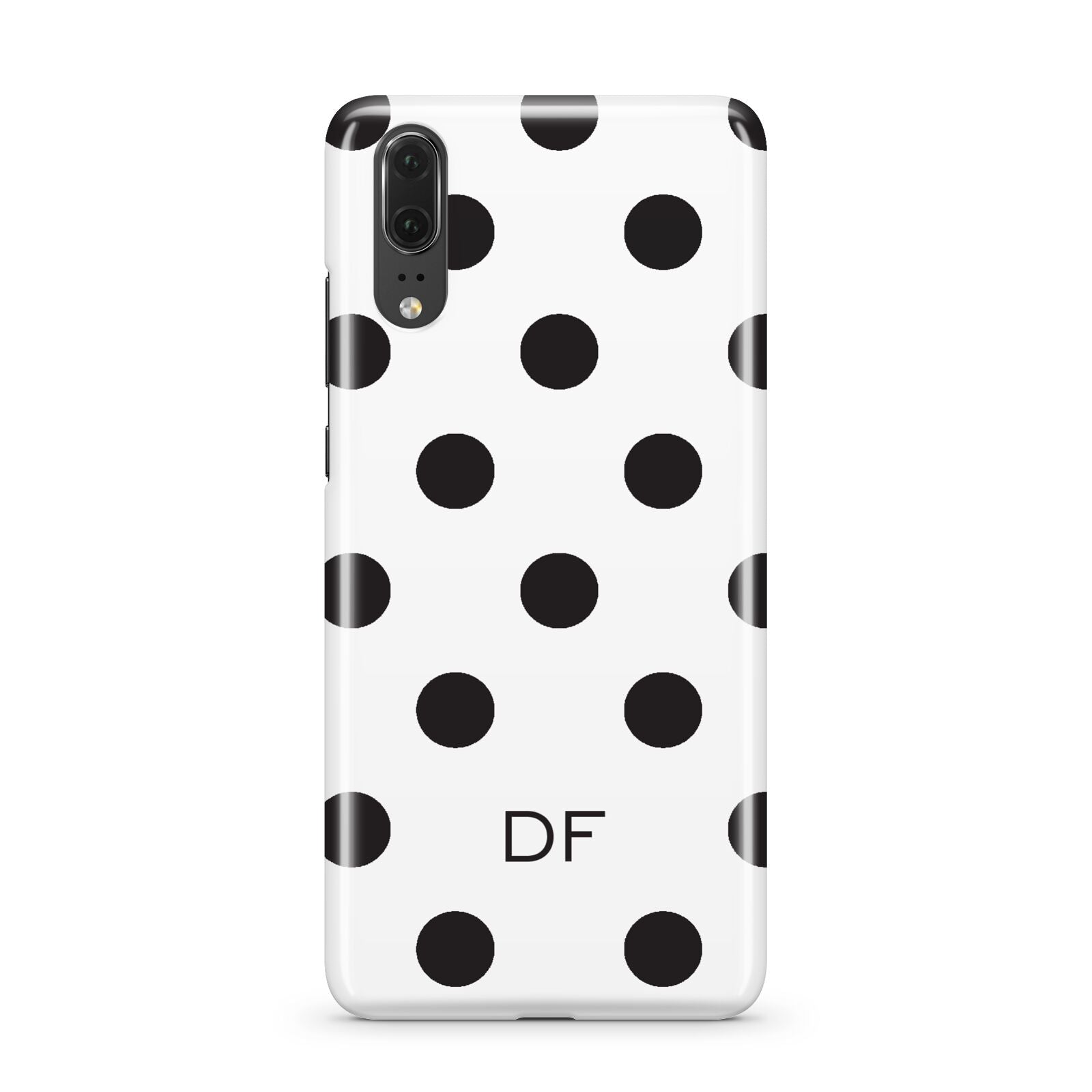 Personalised Initial Black Dots Huawei P20 Phone Case