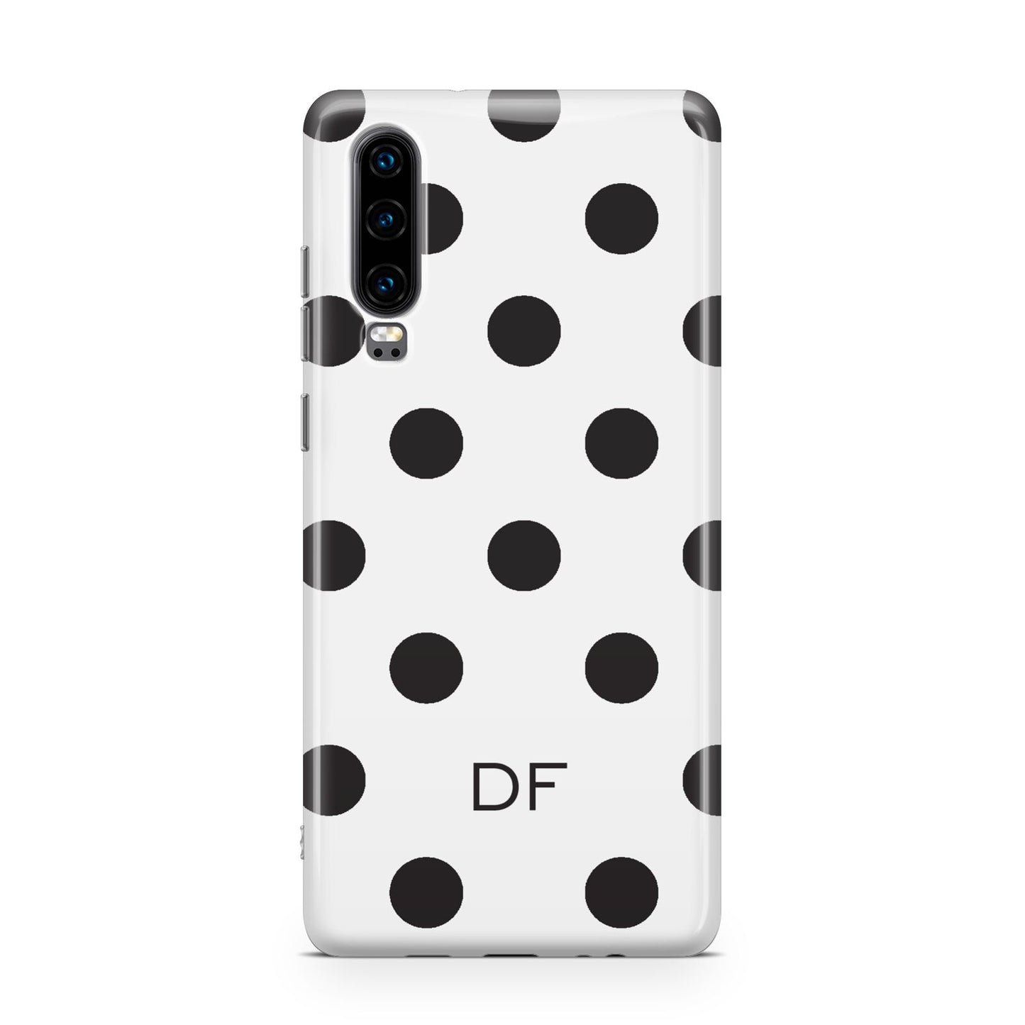 Personalised Initial Black Dots Huawei P30 Phone Case