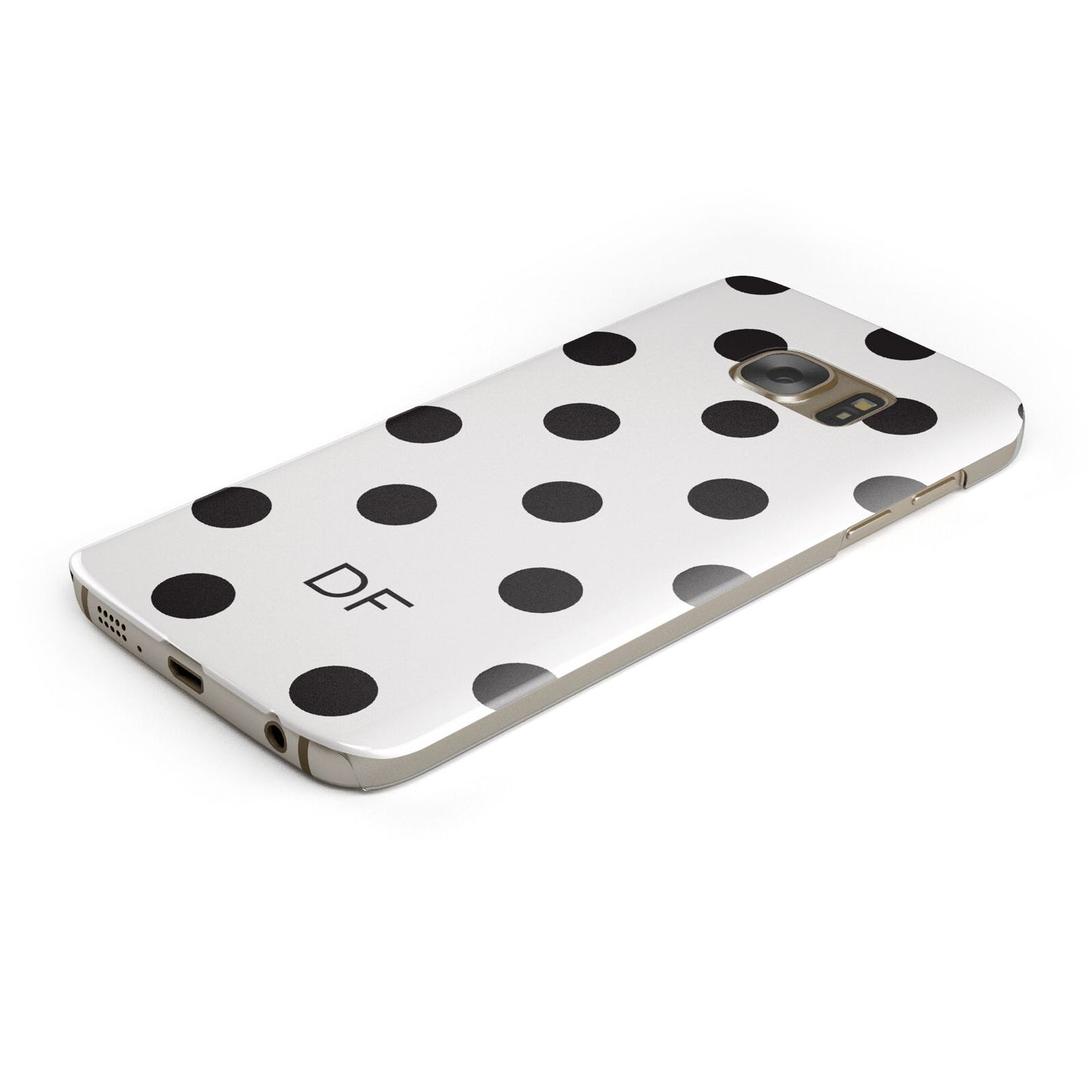 Personalised Initial Black Dots Protective Samsung Galaxy Case Angled Image