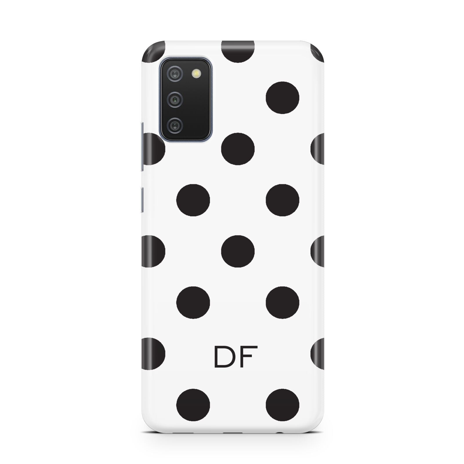 Personalised Initial Black Dots Samsung A02s Case