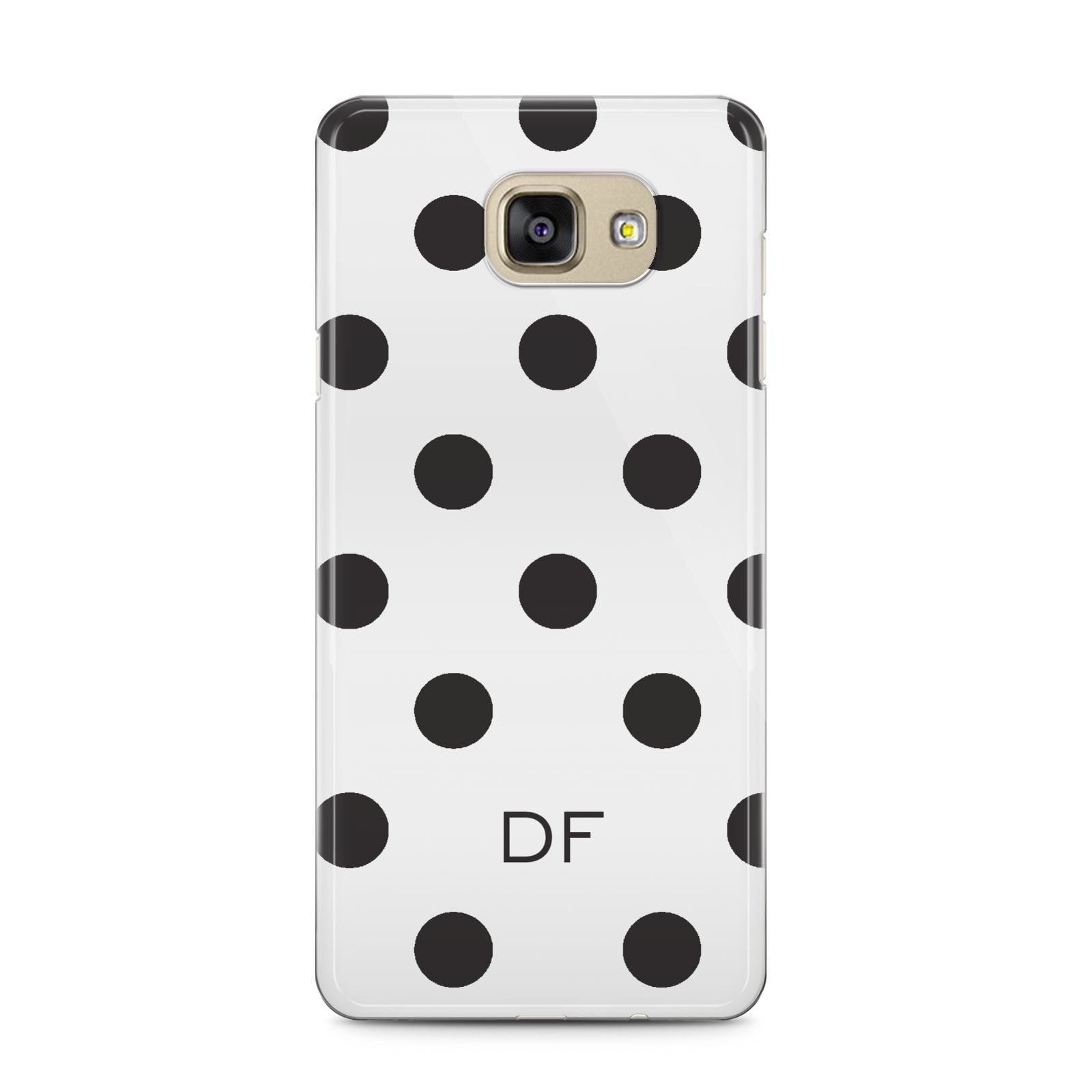Personalised Initial Black Dots Samsung Galaxy A5 2016 Case on gold phone
