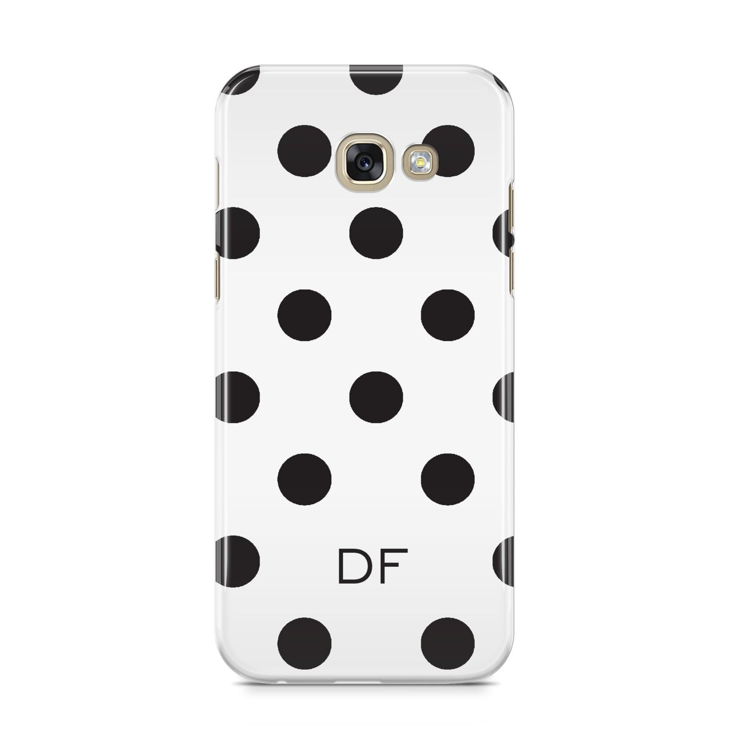 Personalised Initial Black Dots Samsung Galaxy A5 2017 Case on gold phone