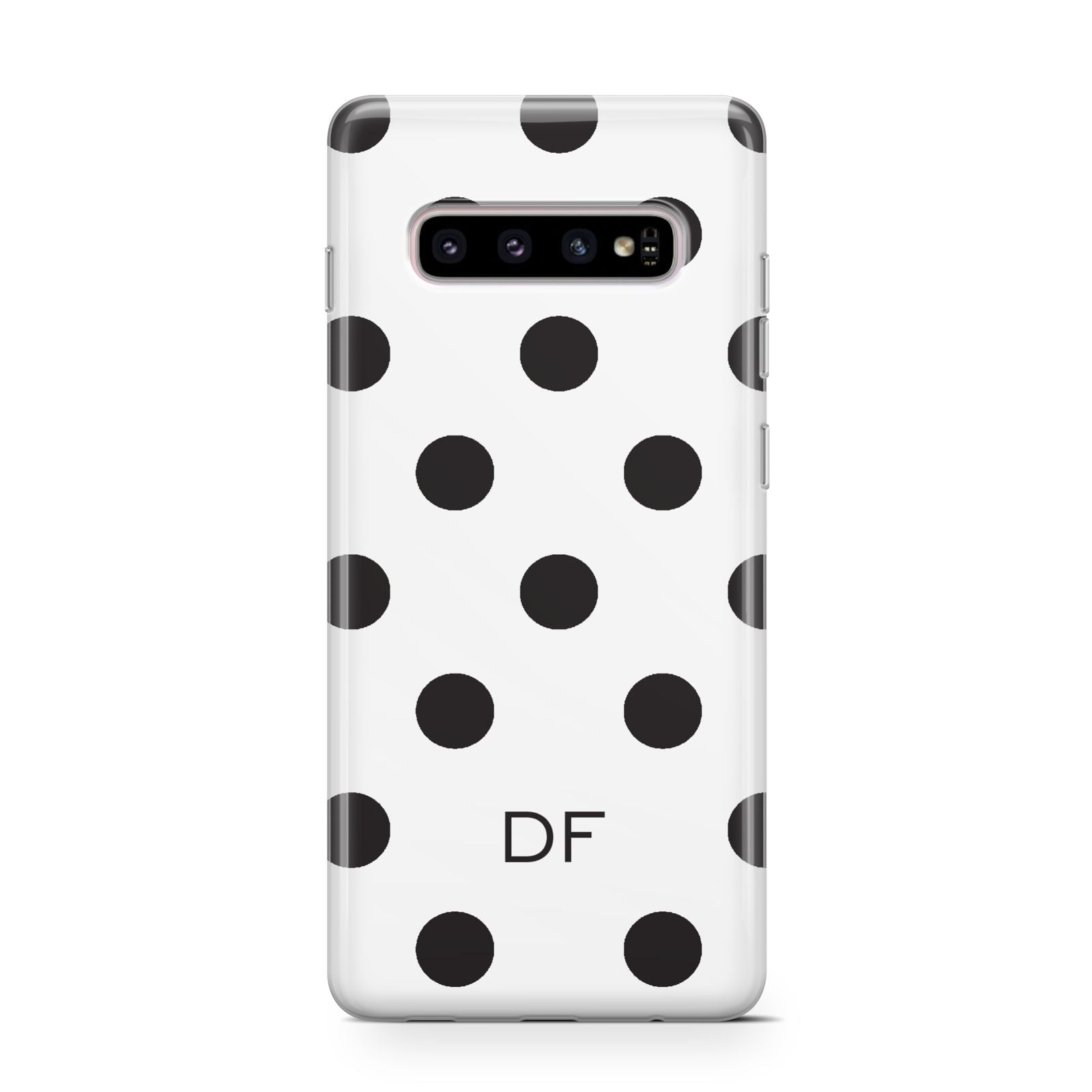 Personalised Initial Black Dots Samsung Galaxy S10 Case