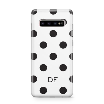 Personalised Initial Black Dots Samsung Galaxy S10 Case