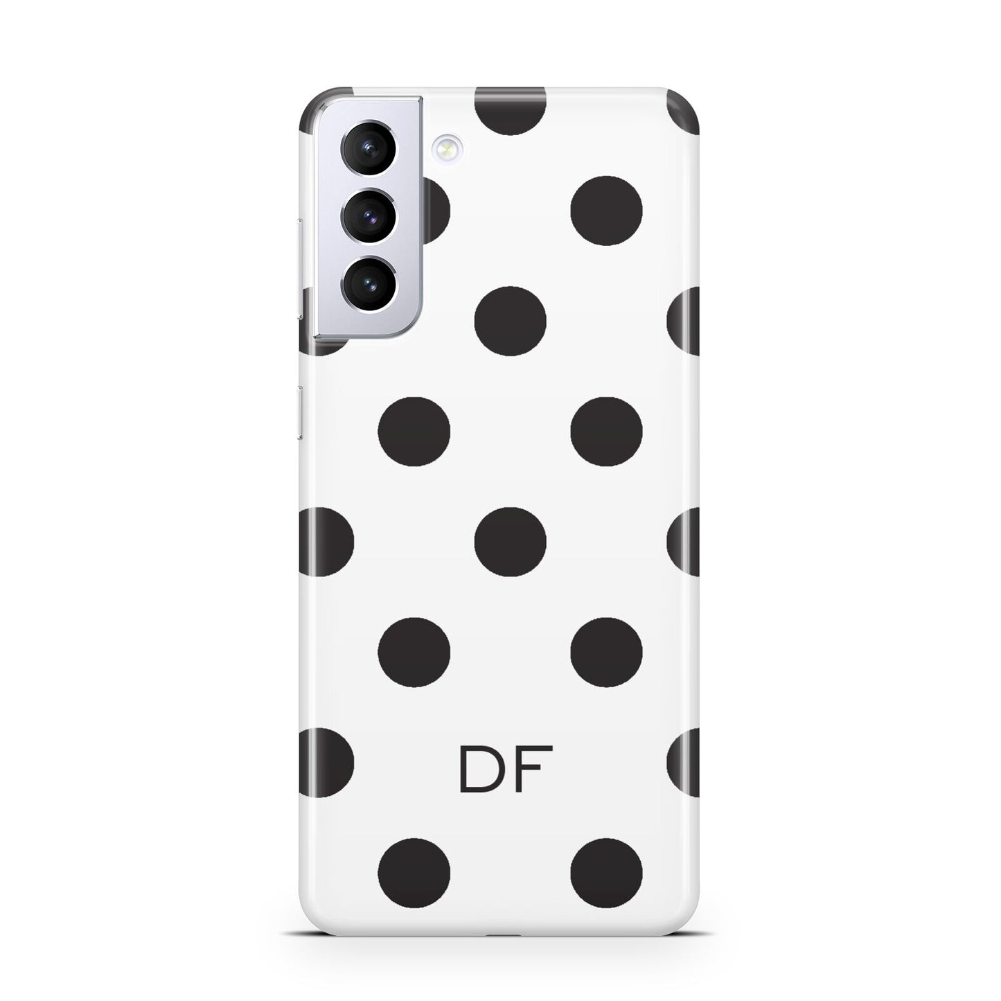 Personalised Initial Black Dots Samsung S21 Plus Phone Case
