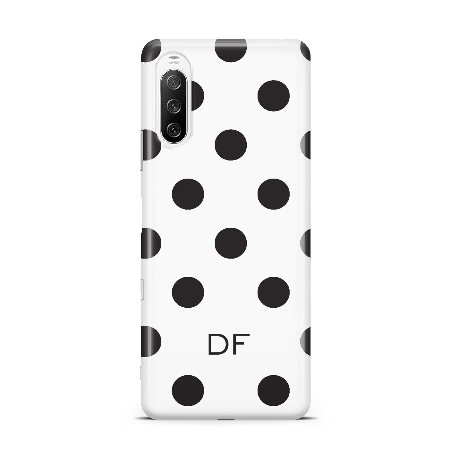 Personalised Initial Black Dots Sony Xperia 10 III Case