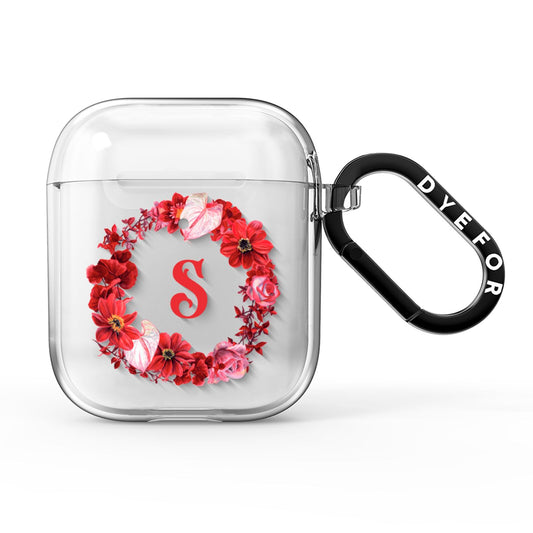 Personalised Initial Floral Wreath AirPods Clear Case