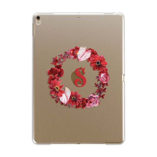 Personalised Initial Floral Wreath Apple iPad Gold Case