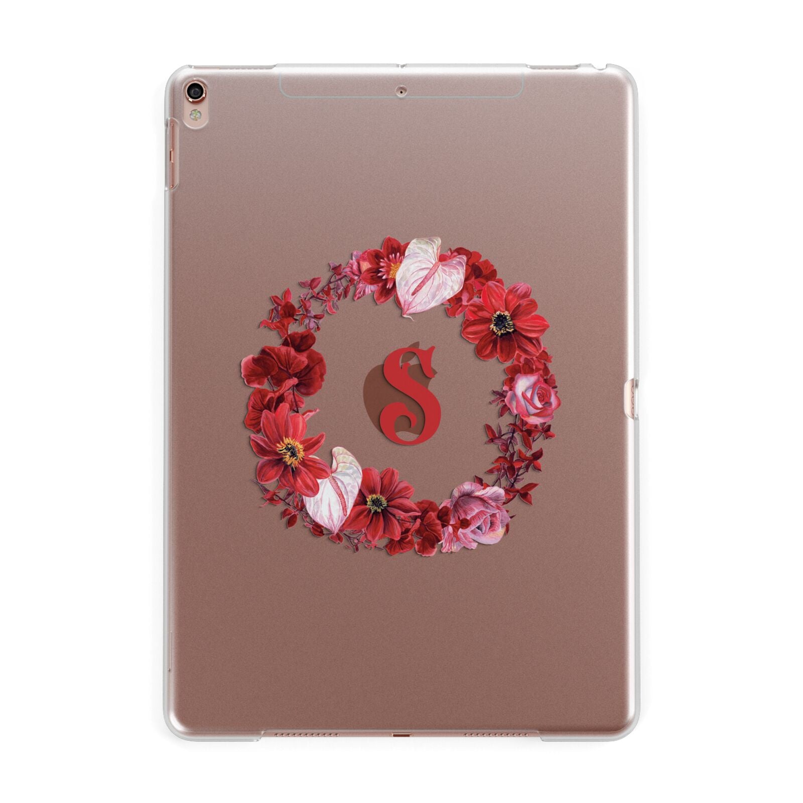 Personalised Initial Floral Wreath Apple iPad Rose Gold Case