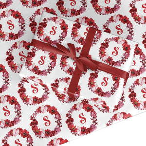 Personalised Initial Floral Wreath Wrapping Paper