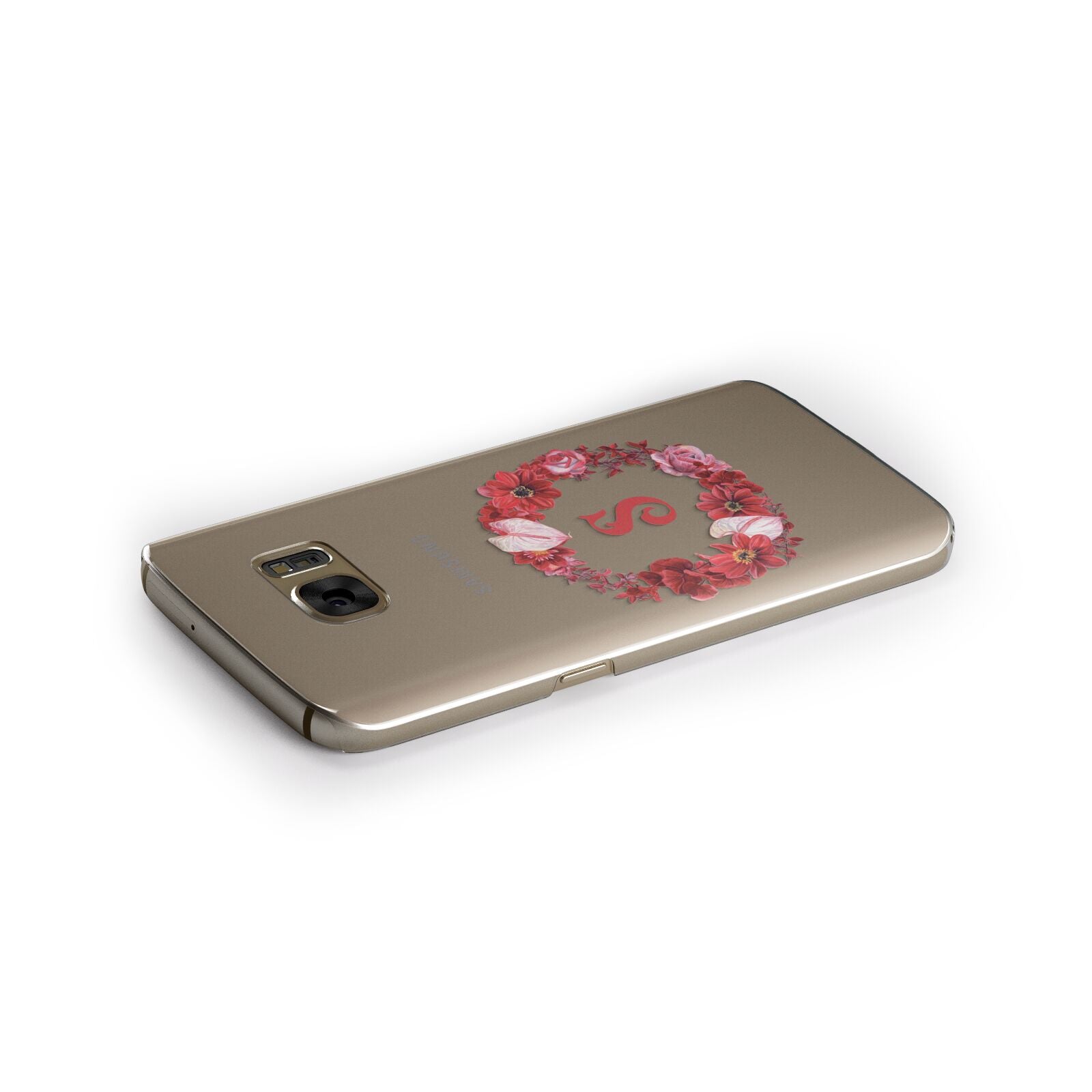 Personalised Initial Floral Wreath Samsung Galaxy Case Side Close Up