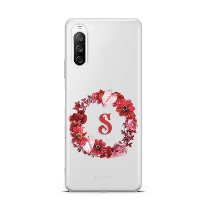 Personalised Initial Floral Wreath Sony Xperia 10 III Case