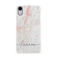 Personalised Initial Pink Marble Apple iPhone XR White 3D Snap Case