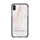 Personalised Initial Pink Marble Apple iPhone Xs Max Impact Case Black Edge on Black Phone