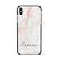 Personalised Initial Pink Marble Apple iPhone Xs Max Impact Case Black Edge on Gold Phone