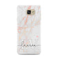 Personalised Initial Pink Marble Samsung Galaxy A7 2016 Case on gold phone