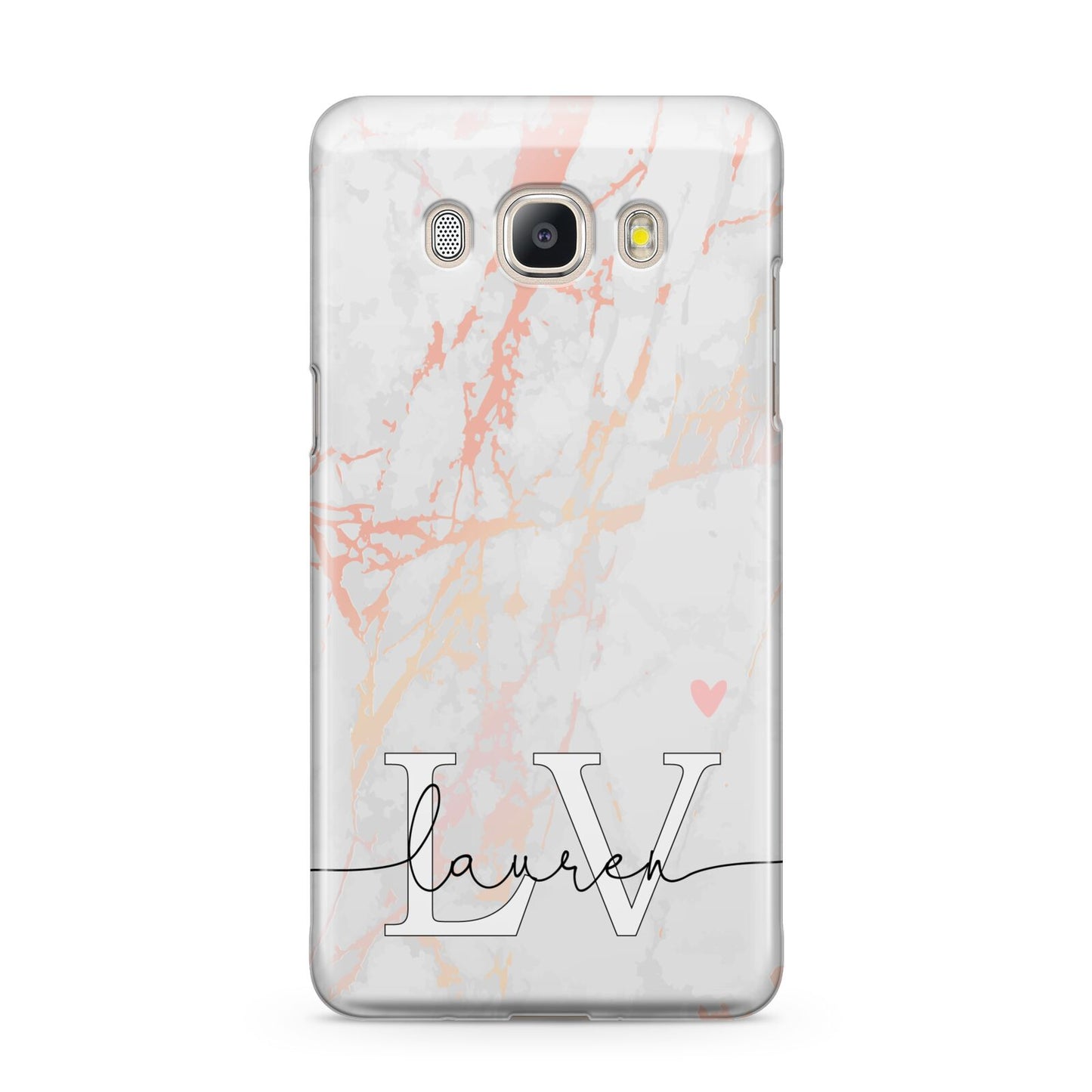 Personalised Initial Pink Marble Samsung Galaxy J5 2016 Case