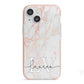 Personalised Initial Pink Marble iPhone 13 Mini TPU Impact Case with Pink Edges