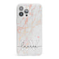 Personalised Initial Pink Marble iPhone 13 Pro Max Clear Bumper Case