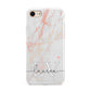 Personalised Initial Pink Marble iPhone 8 3D Tough Case on Gold Phone