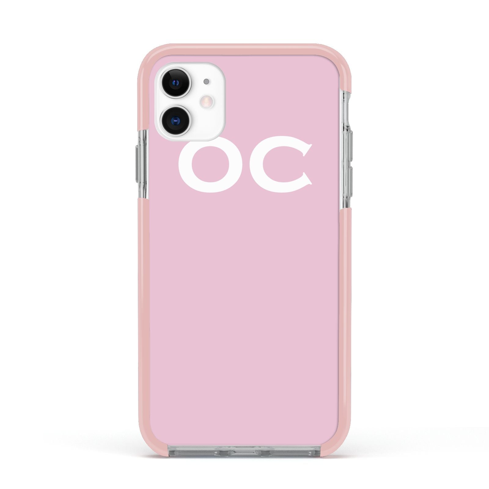 Personalised Initials 2 Apple iPhone 11 in White with Pink Impact Case