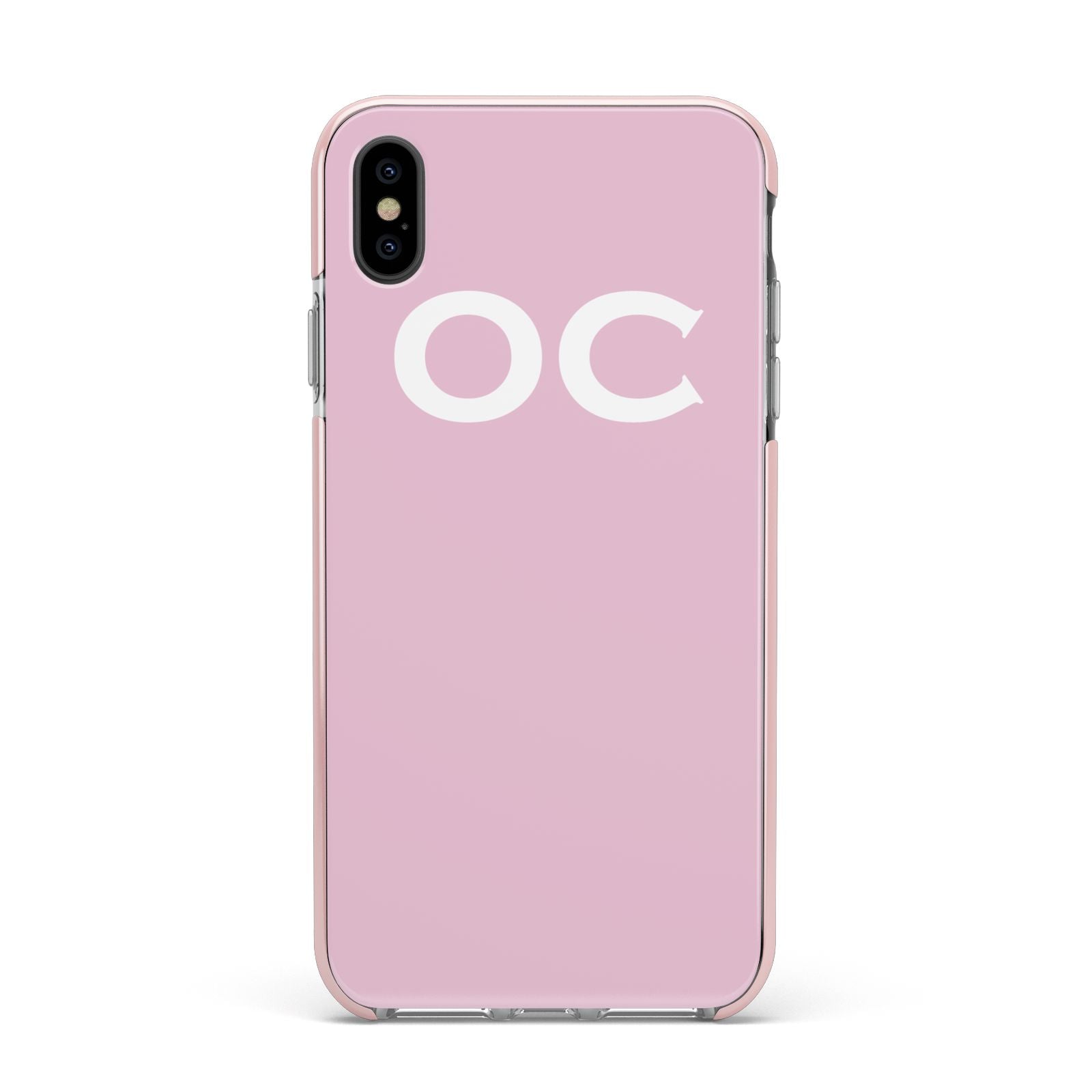 Personalised Initials 2 Apple iPhone Xs Max Impact Case Pink Edge on Black Phone