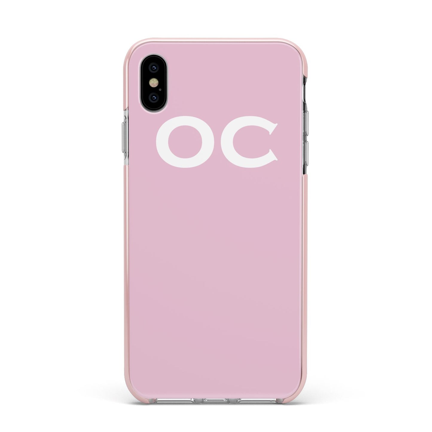 Personalised Initials 2 Apple iPhone Xs Max Impact Case Pink Edge on Silver Phone