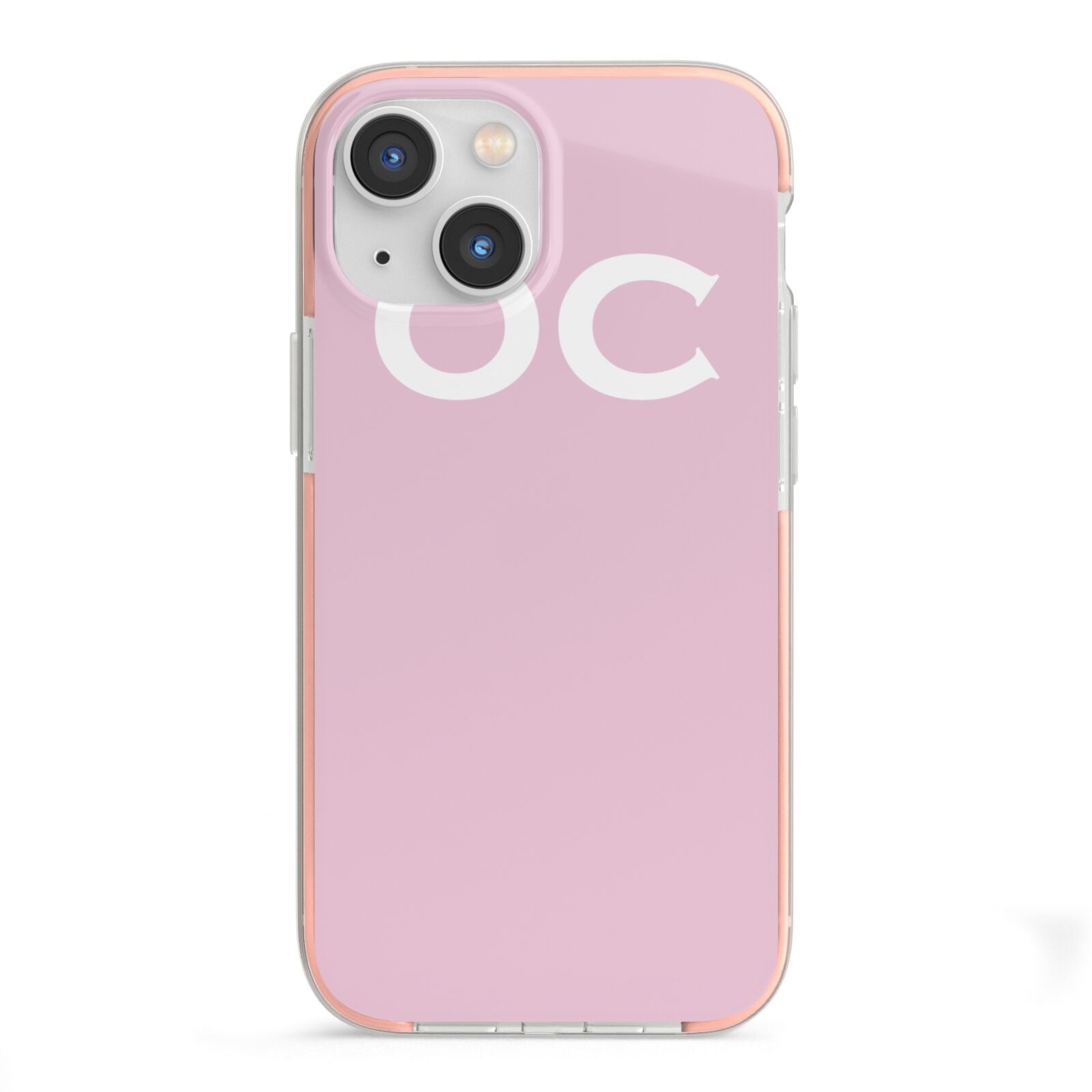 Personalised Initials 2 iPhone 13 Mini TPU Impact Case with Pink Edges
