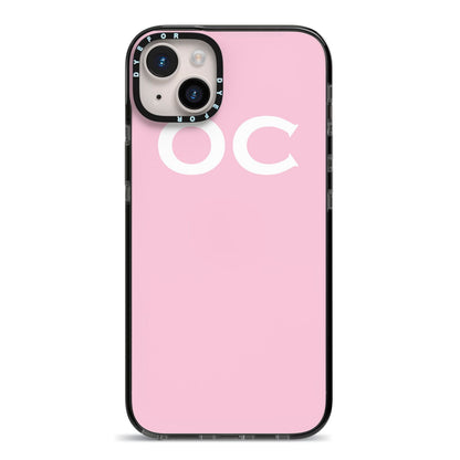 Personalised Initials 2 iPhone 14 Plus Black Impact Case on Silver phone