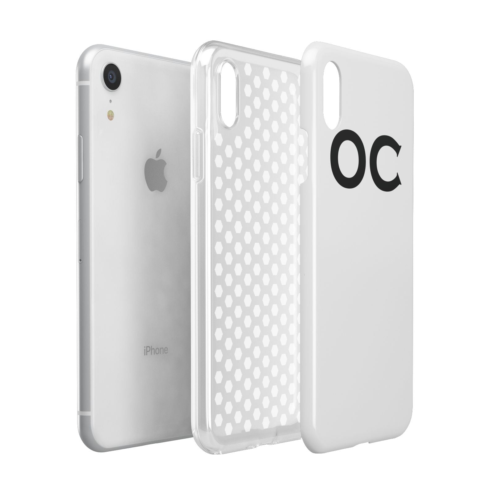 Personalised Initials 3 Apple iPhone XR White 3D Tough Case Expanded view