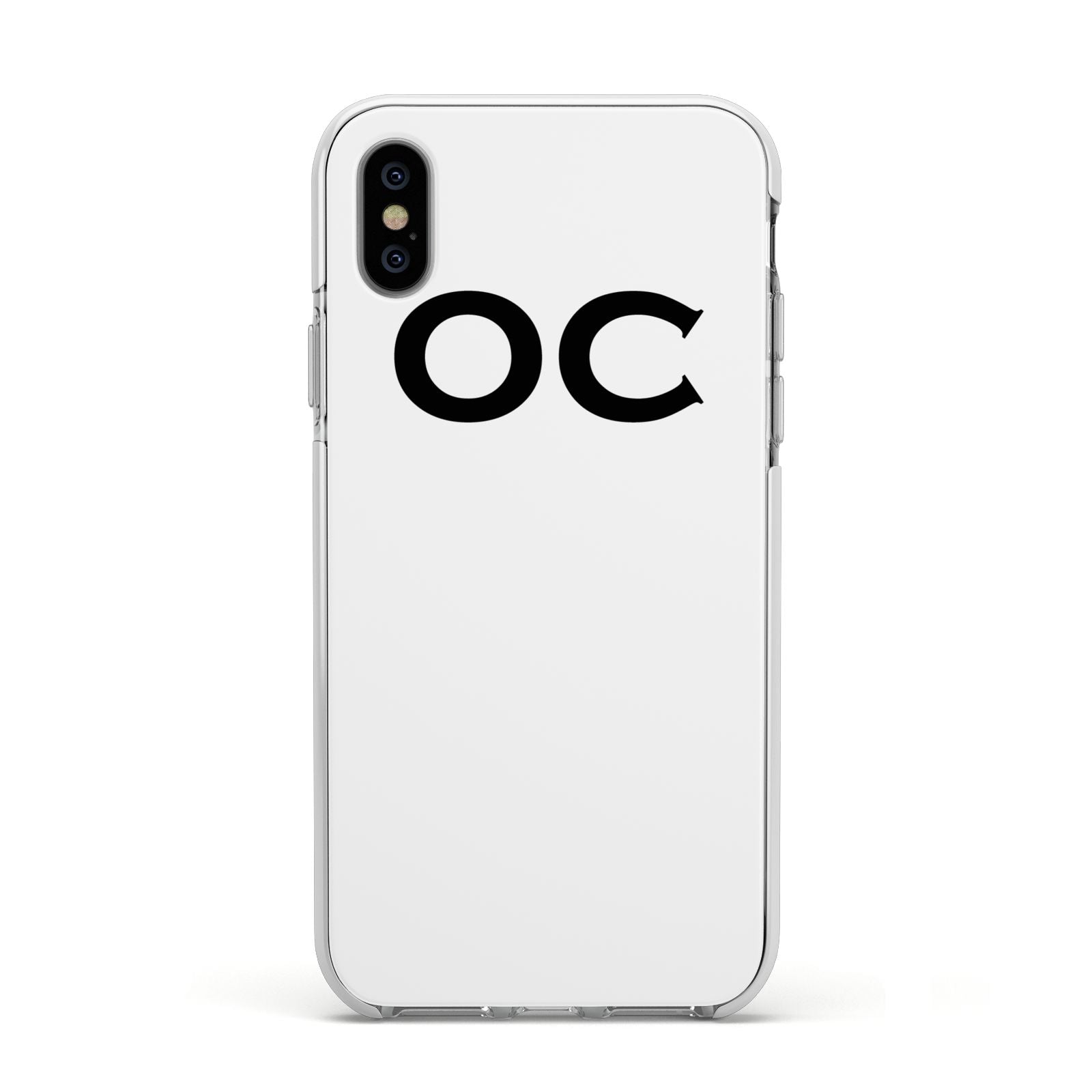 Personalised Initials 3 Apple iPhone Xs Impact Case White Edge on Silver Phone