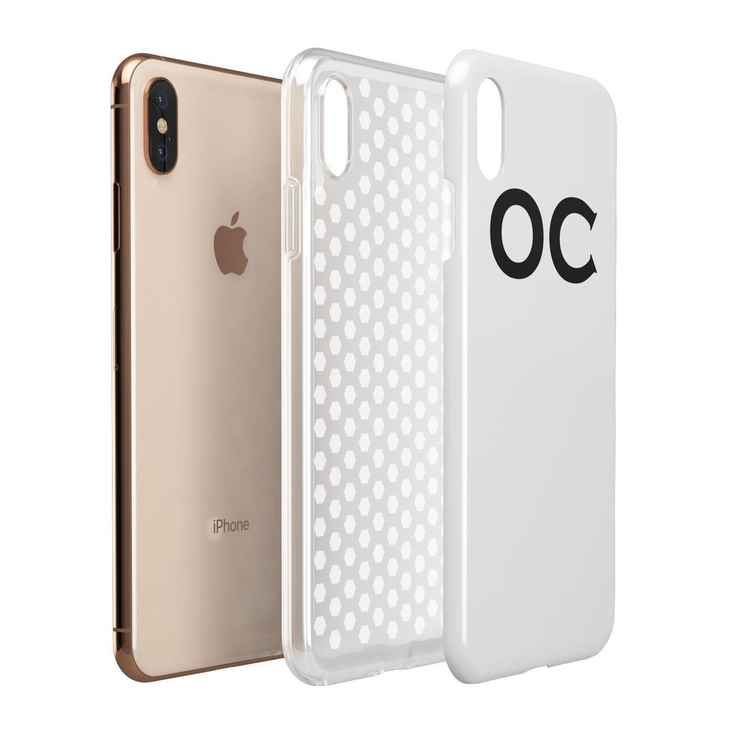 Personalised Initials 3 Apple iPhone Xs Max 3D Tough Case Expanded View