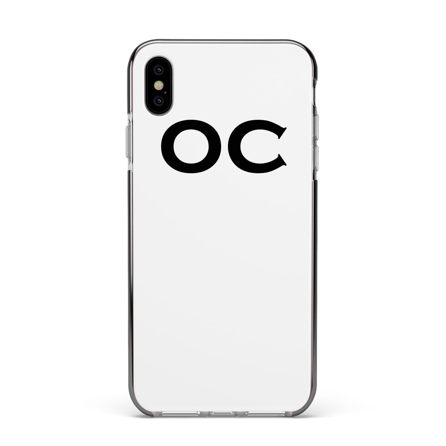 Personalised Initials 3 Apple iPhone Xs Max Impact Case Black Edge on Silver Phone