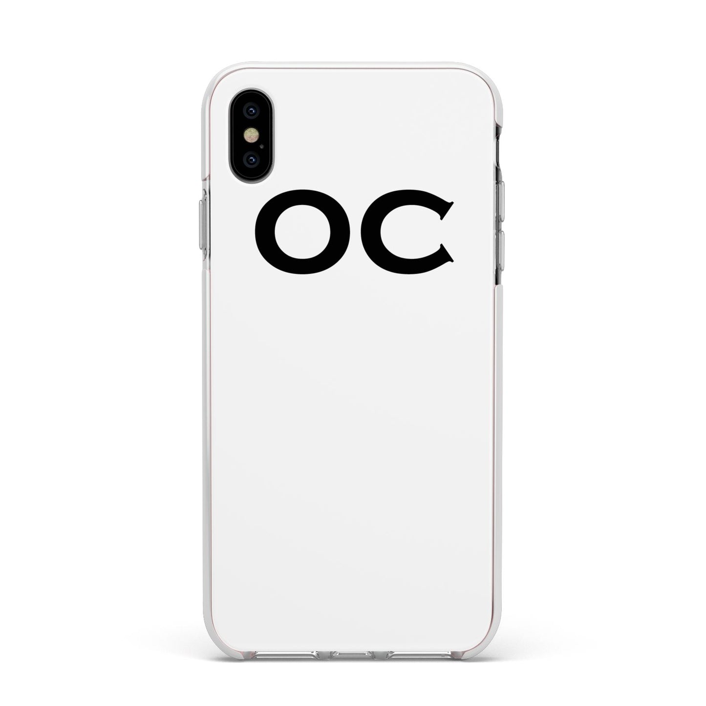 Personalised Initials 3 Apple iPhone Xs Max Impact Case White Edge on Silver Phone