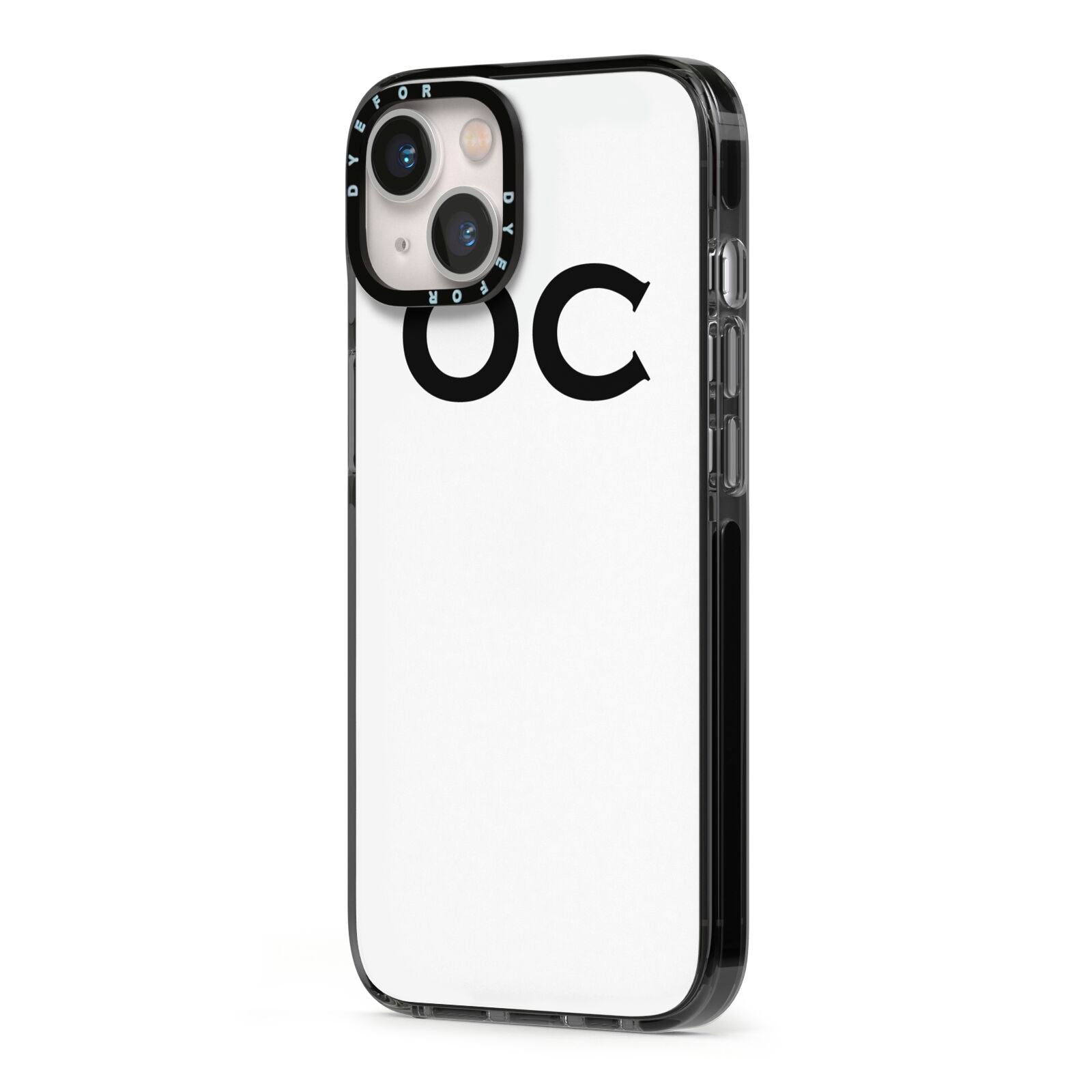 Personalised Initials 3 iPhone 13 Black Impact Case Side Angle on Silver phone