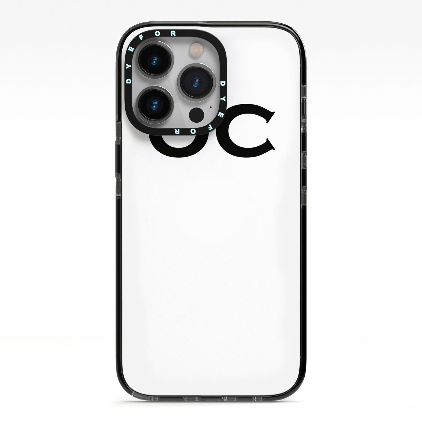Personalised Initials 3 iPhone 13 Pro Black Impact Case on Silver phone