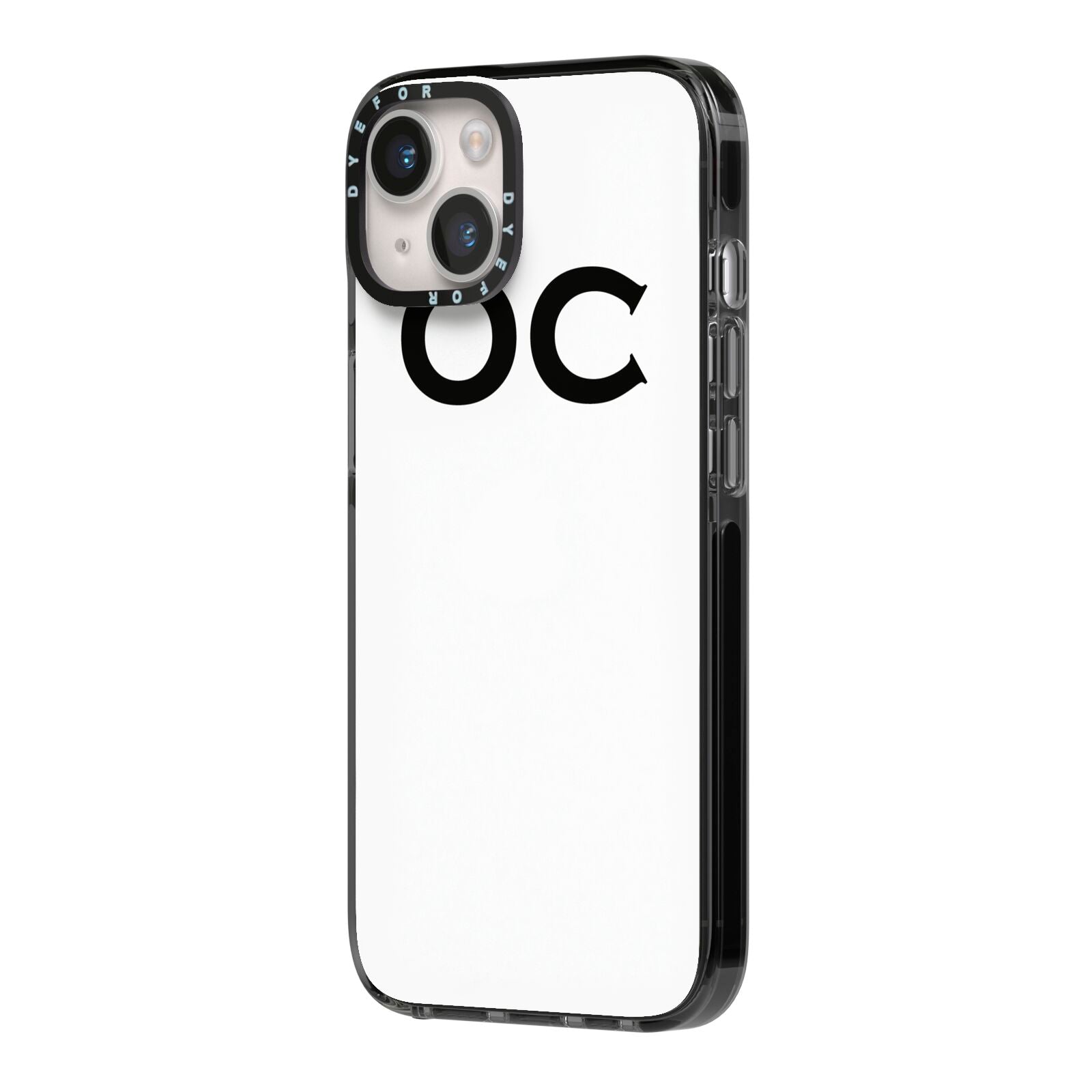 Personalised Initials 3 iPhone 14 Black Impact Case Side Angle on Silver phone